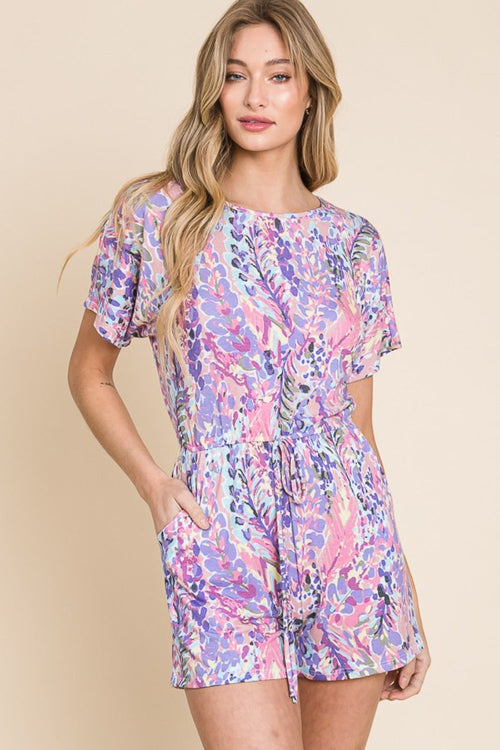 Printed Short Sleeve Romper