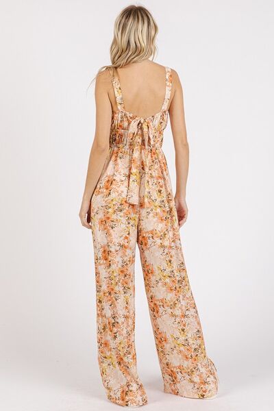 Flower Print Sleeveless Jumpsuit