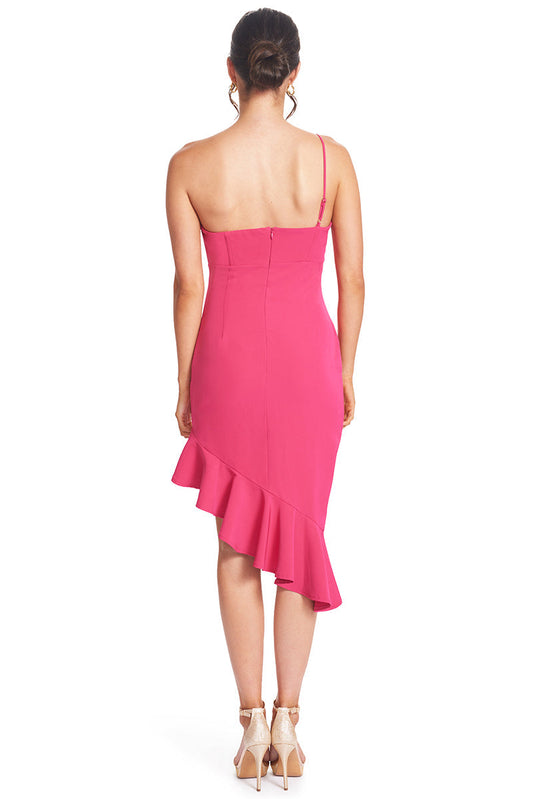 Rufflin' Round Fuchsia Midi Dress