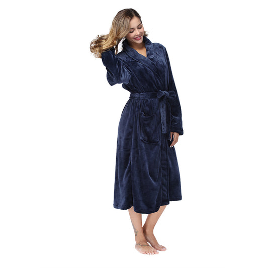 Women's shawl collar long bathrobe - Ivy Quarter