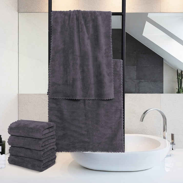 Gray coral velvet hand towels, 6 pack, view 4