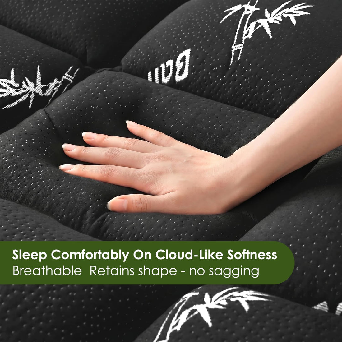 Cooling pillow top mattress topper, view 10