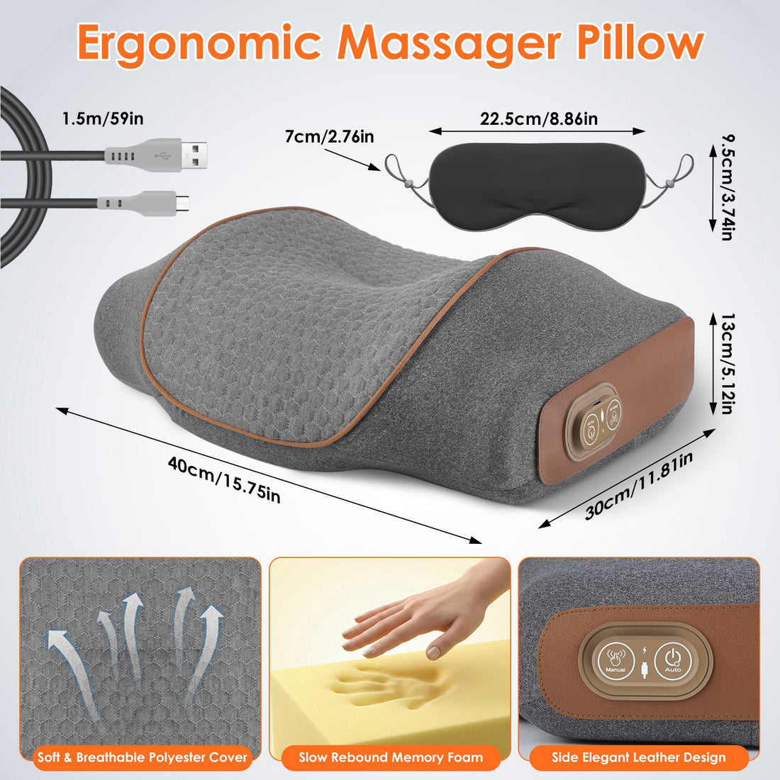 3-in-1 heated neck massage pillow, view 6