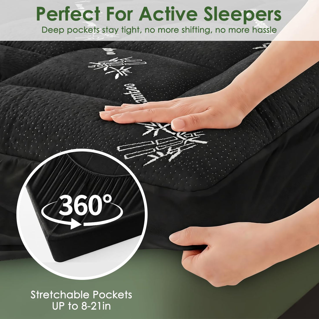 Cooling pillow top mattress topper, view 9