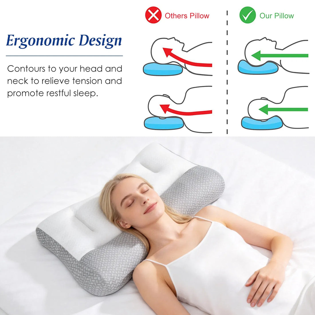 Dual height contoured bed pillow, photo 4
