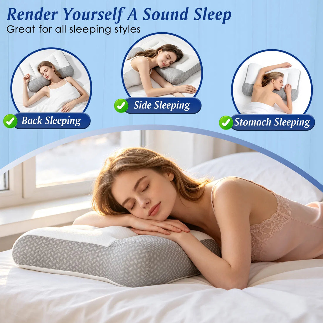 Dual height contoured bed pillow, photo 8