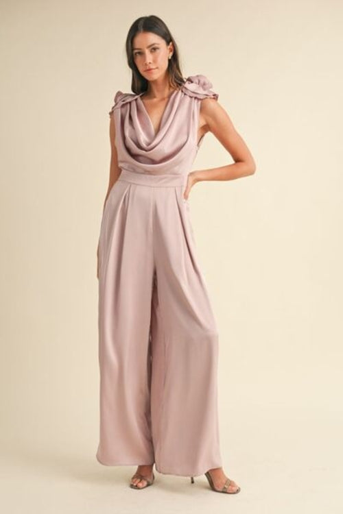 3D Floral Cowl Neck Jumpsuit