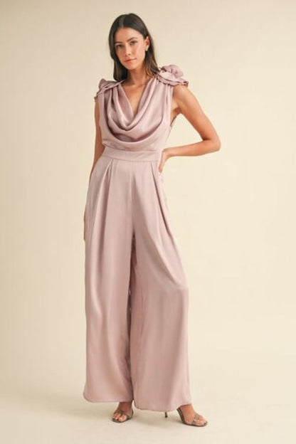 3D Floral Cowl Neck Jumpsuit