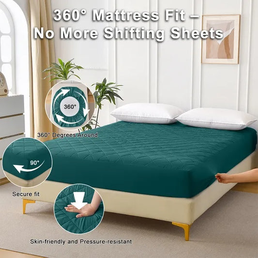 Waterproof quilted queen mattress protector - Ivy Quarter