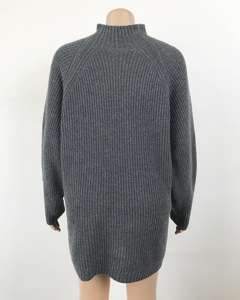 Real photo of the dark grey turtleneck sweater dress on a mannequin