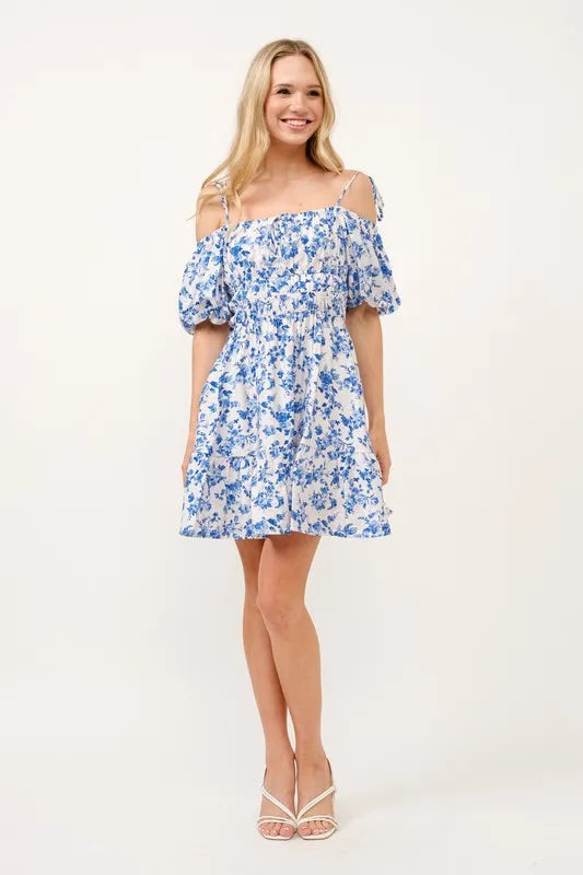 Off Shoulder Bubble Sleeve Dress