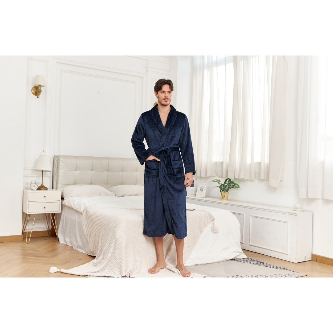Men's plush long robe, view 7
