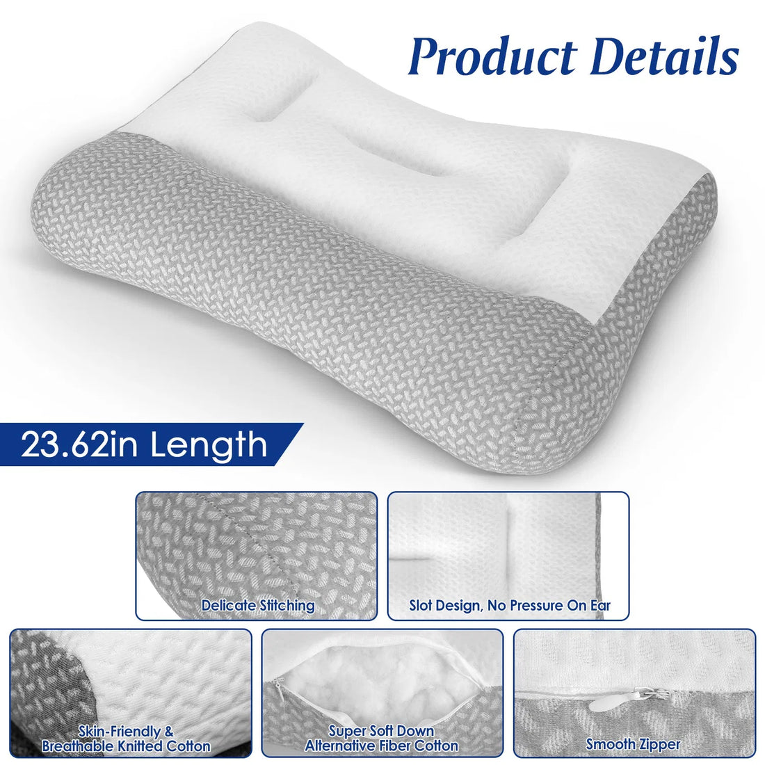 Dual height contoured bed pillow, photo 2