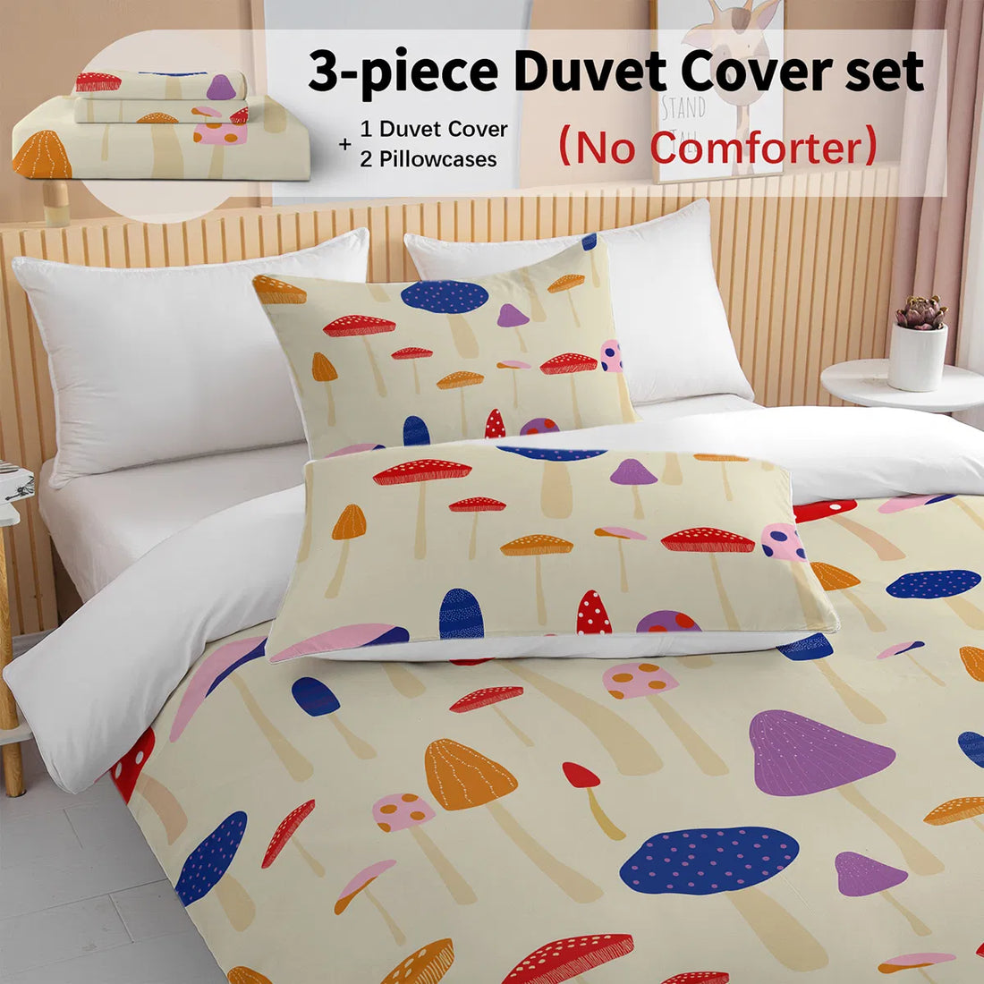 Mushroom print full duvet cover set, view 2