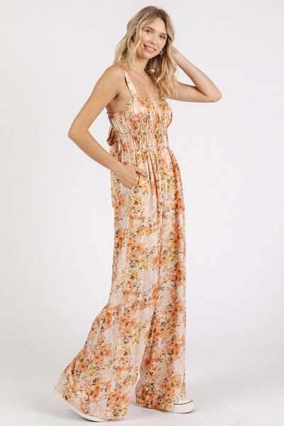 Flower Print Sleeveless Jumpsuit