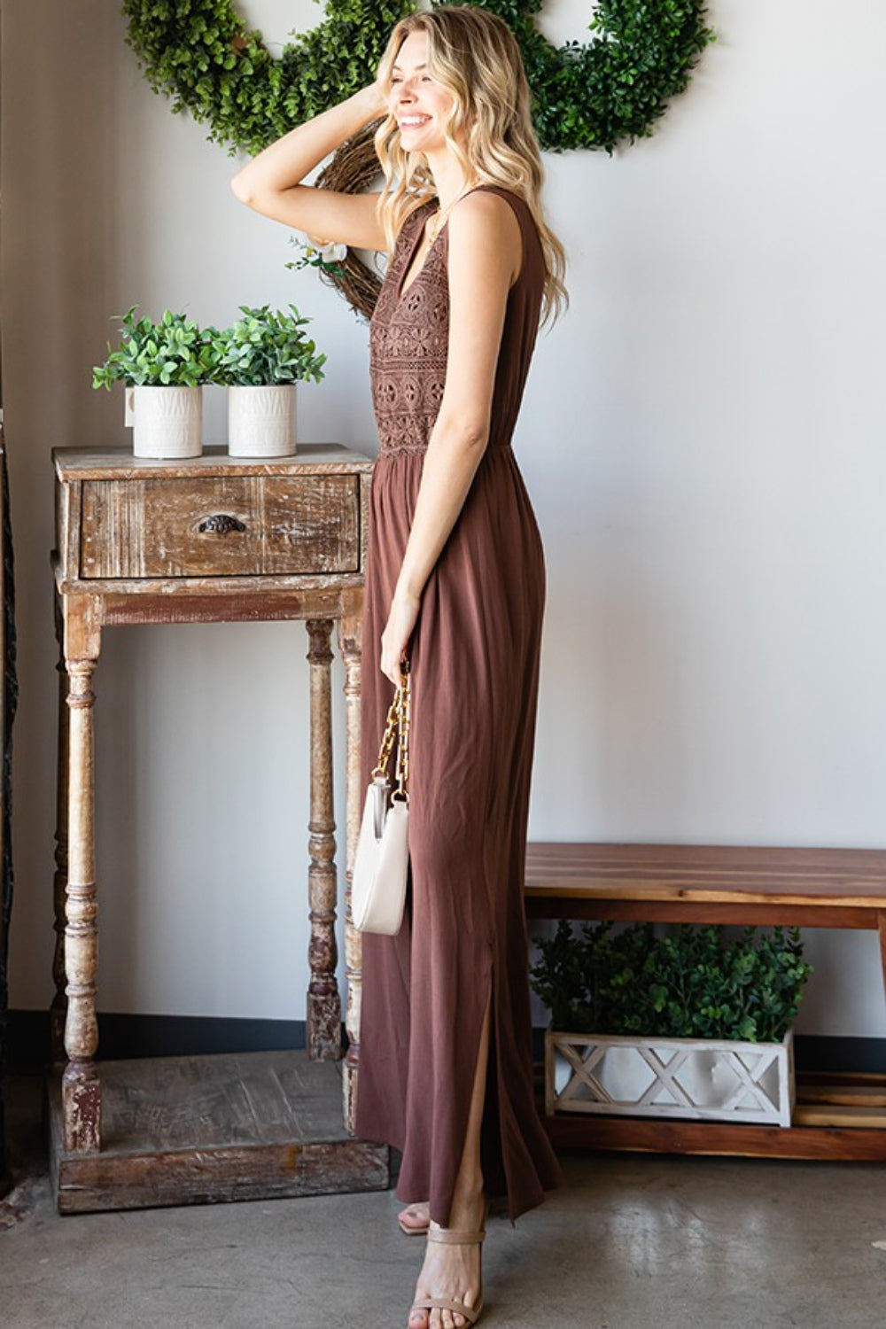 Tie Back Wide Leg Jumpsuit