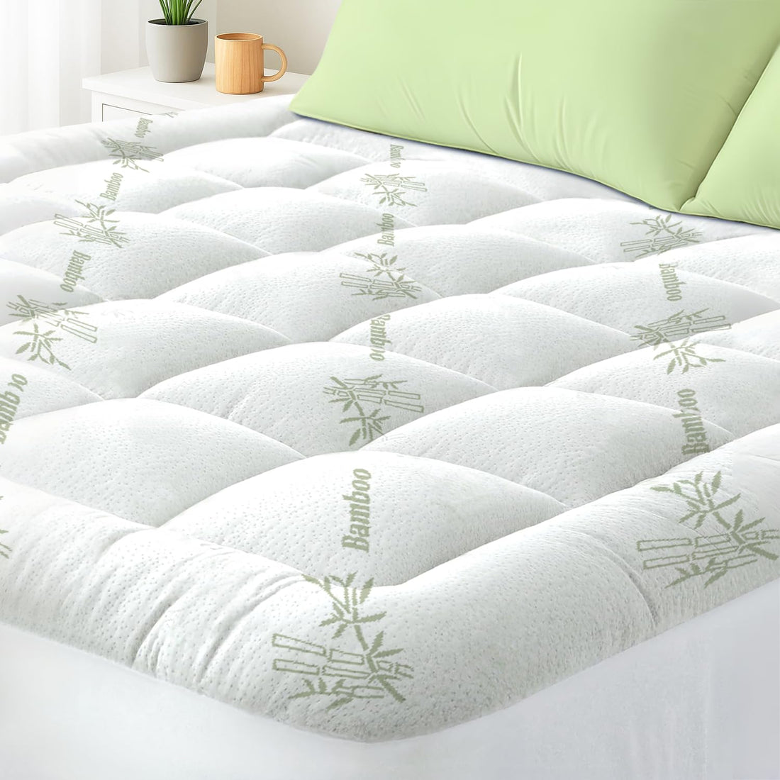 Cooling pillow top mattress topper