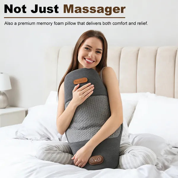 Electric lumbar massage pillow with heat in use