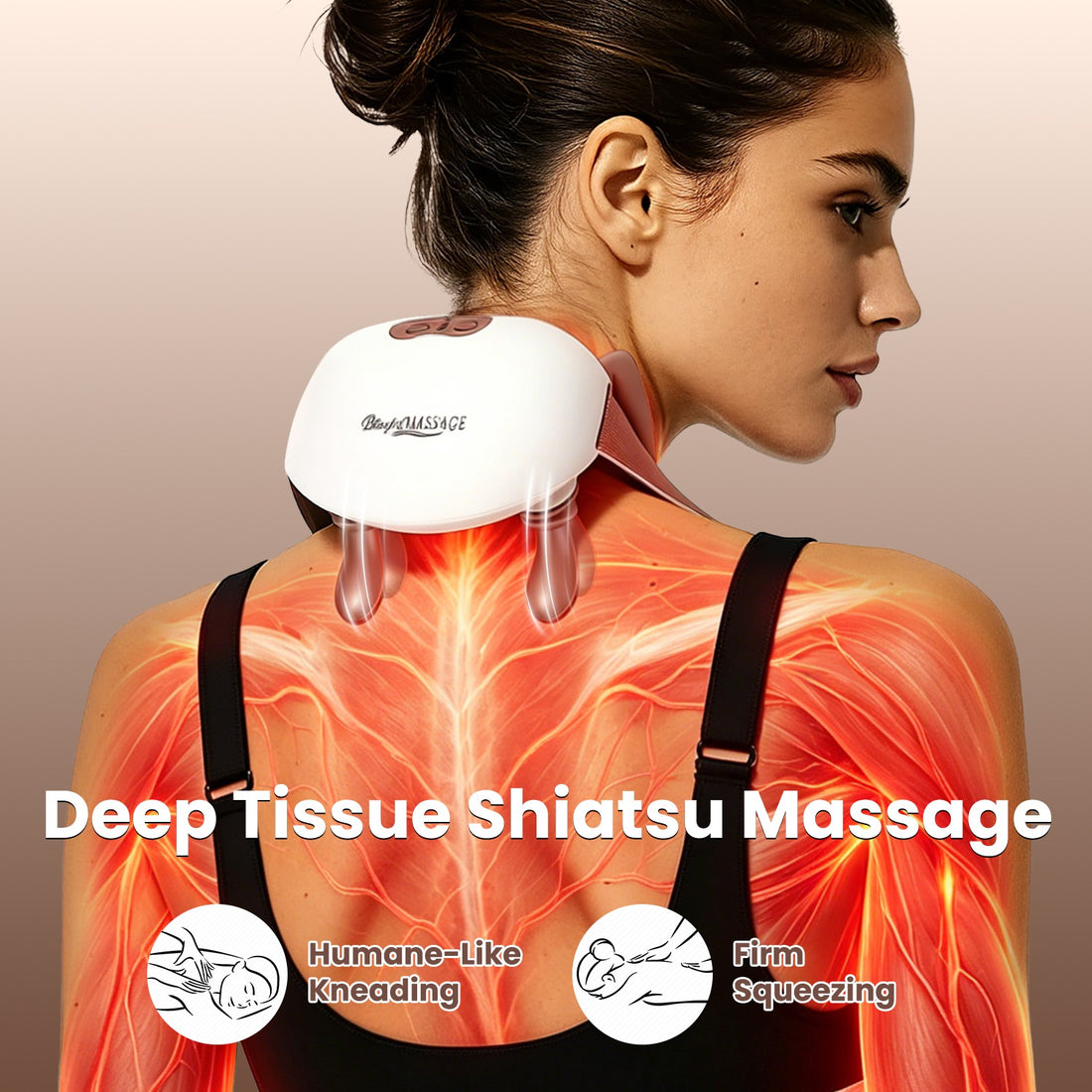 Cordless shiatsu neck massager with heat, view 2