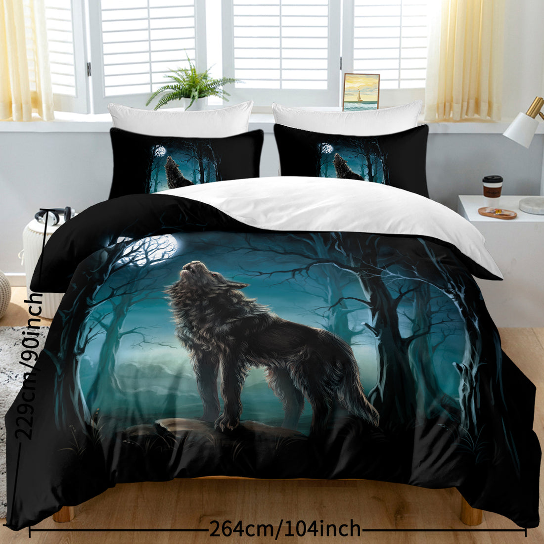 Watercolor wolf duvet cover set, photo 6