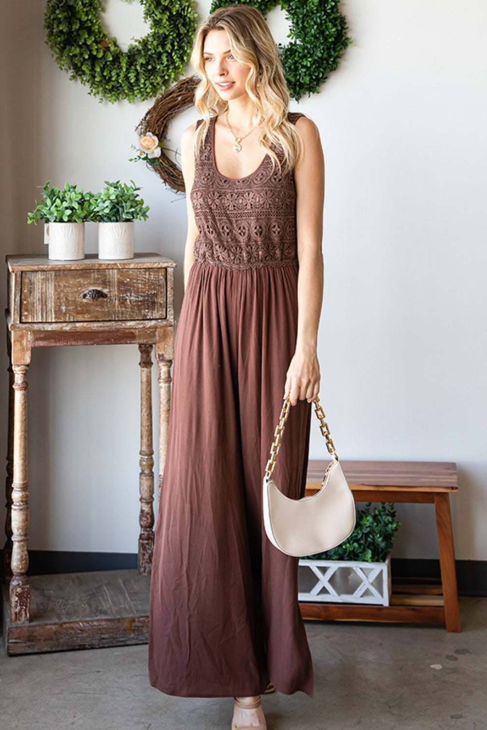 Tie Back Wide Leg Jumpsuit