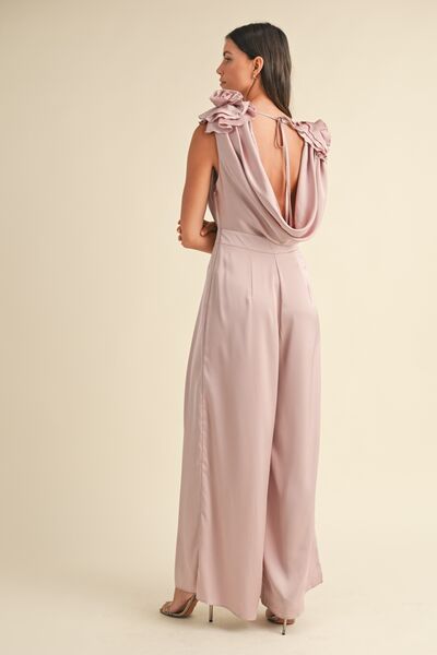 3D Floral Cowl Neck Jumpsuit