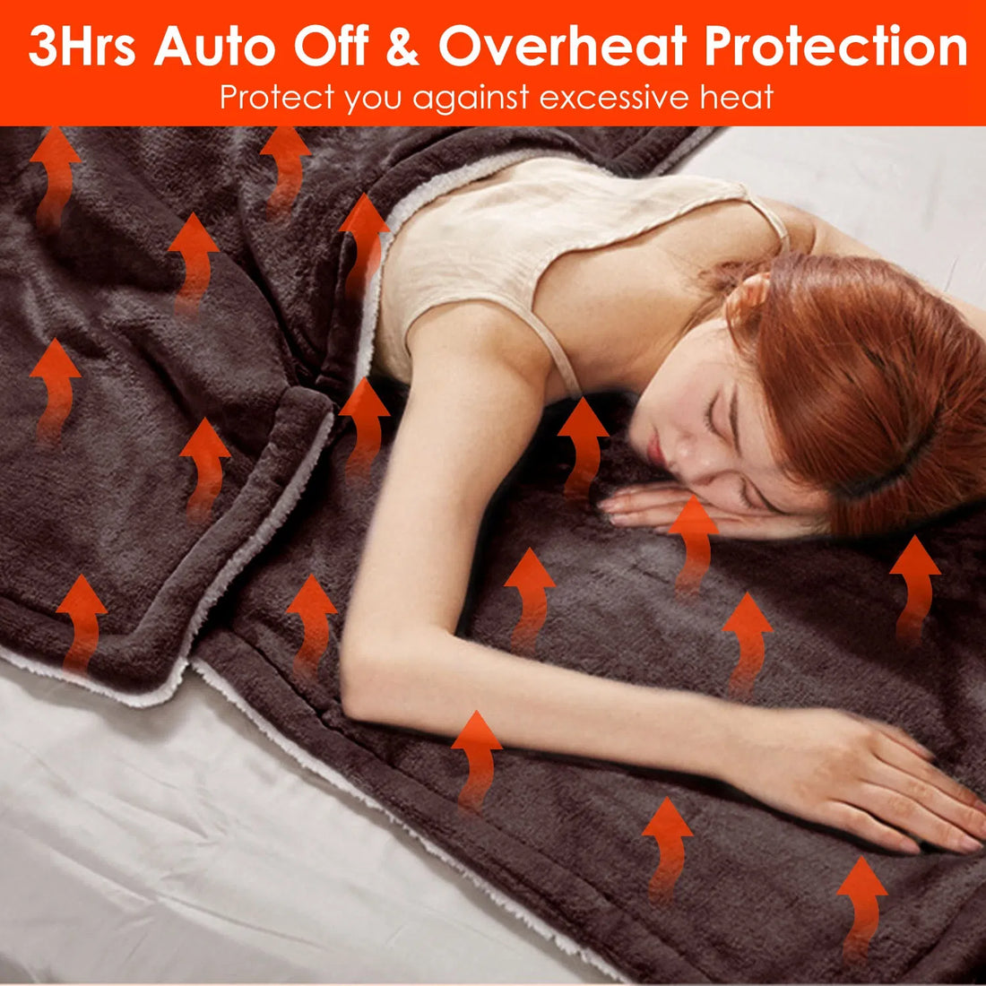 Coffee electric heated flannel throw, view 7