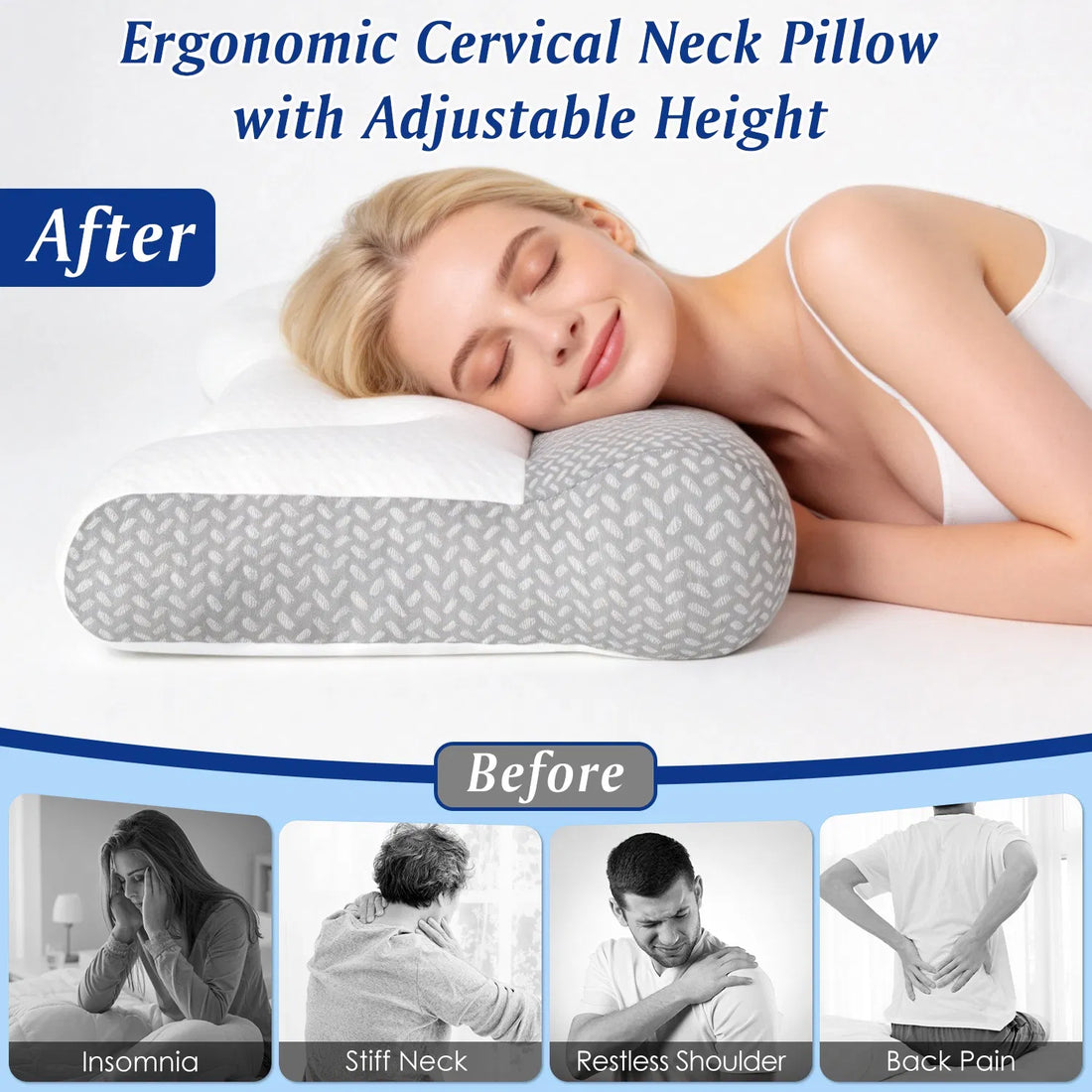 Dual height contoured bed pillow - Ivy Quarter