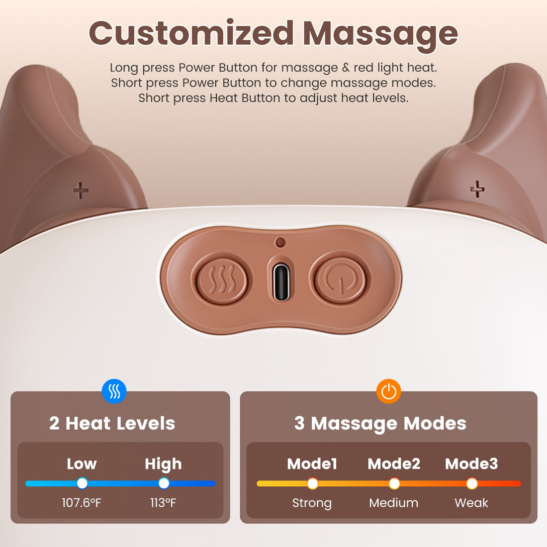 Cordless shiatsu neck massager with heat, view 8