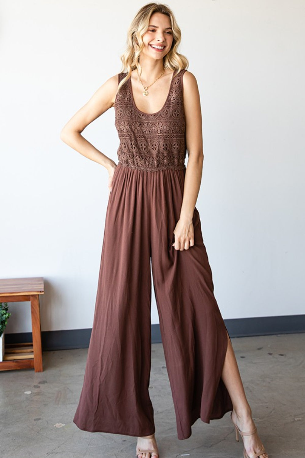 Tie Back Wide Leg Jumpsuit