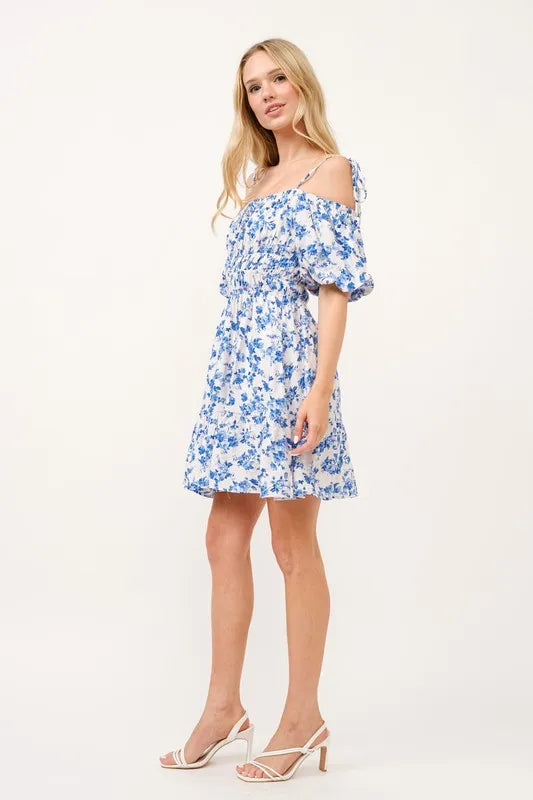 Off Shoulder Bubble Sleeve Dress
