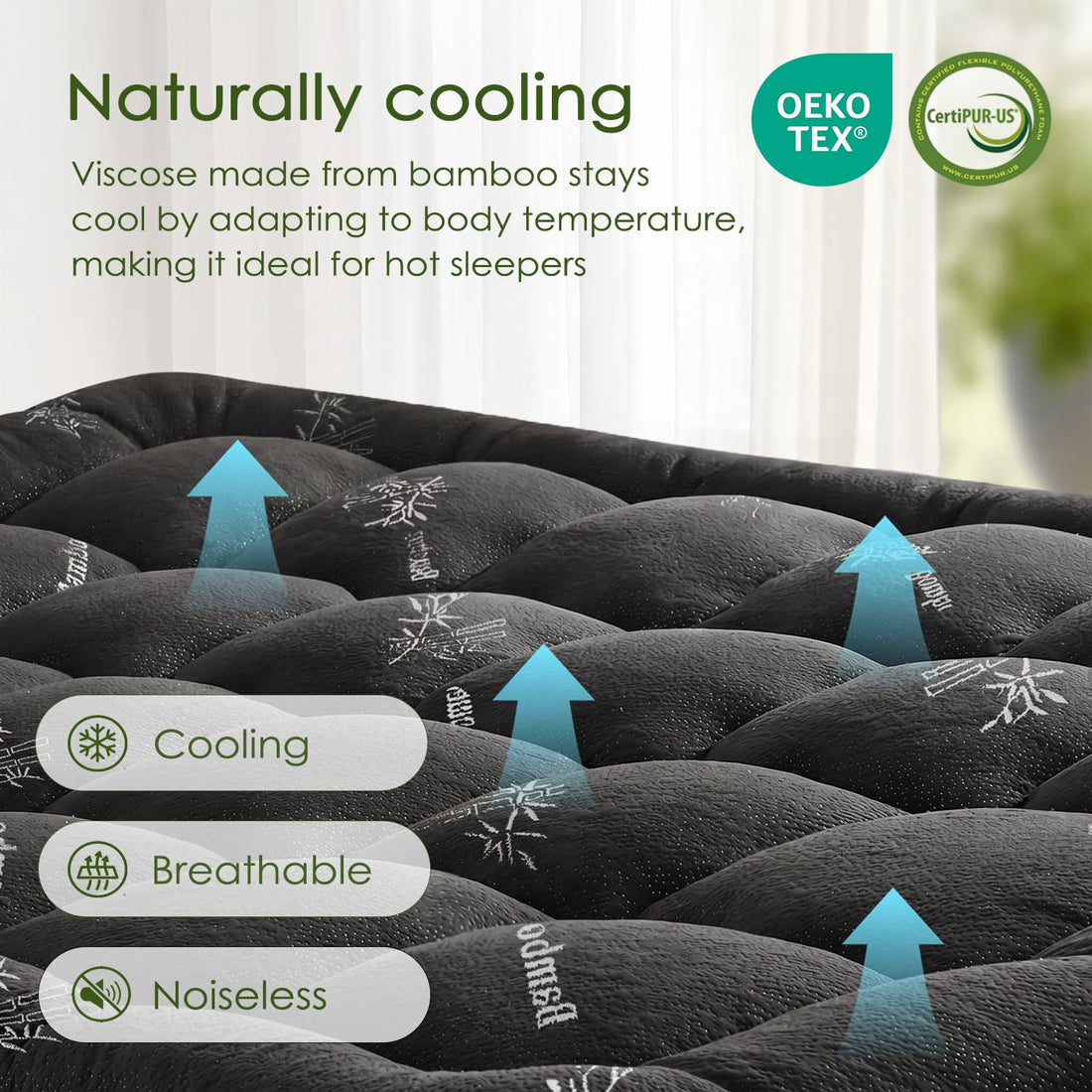 Cooling pillow top mattress topper, view 7