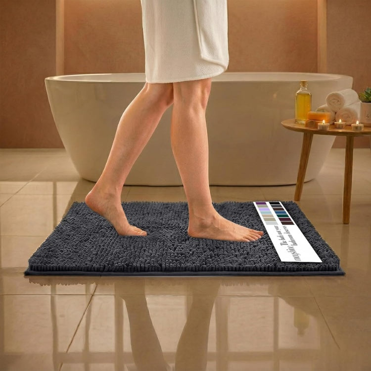 Charcoal gray chenille bath mat