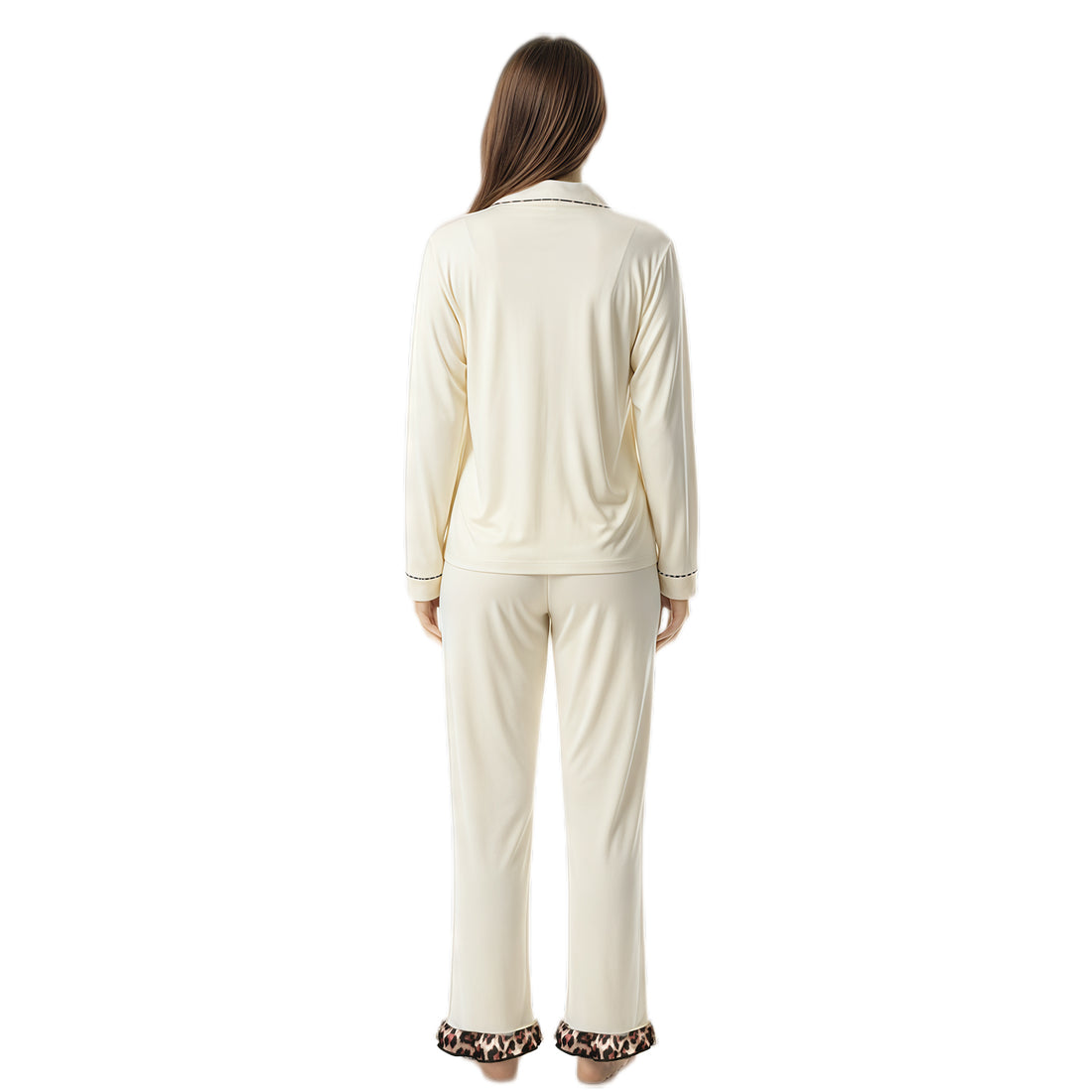 Women's cotton long sleeve pajama set, view 5