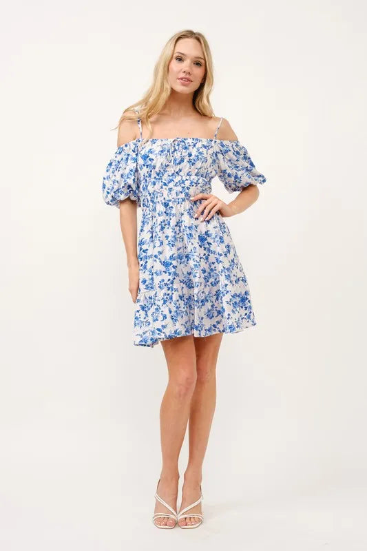 Off Shoulder Bubble Sleeve Dress