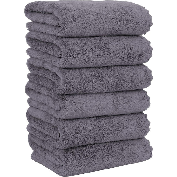 Gray coral velvet hand towels, 6 pack, view 2