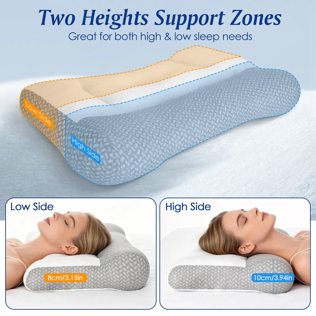 Dual height contoured bed pillow, photo 3