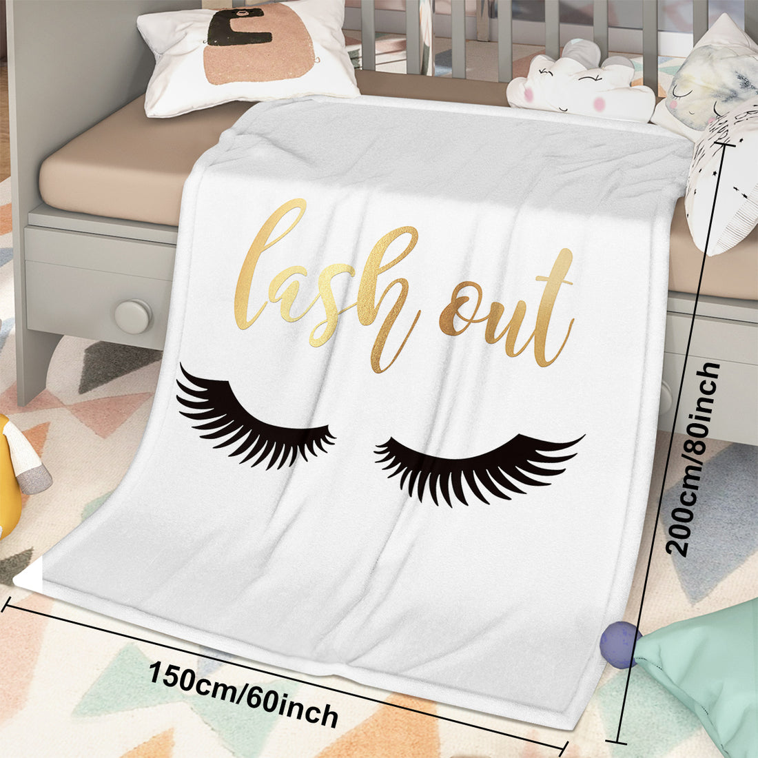 Plush fluffy lash print throw blanket, photo 2