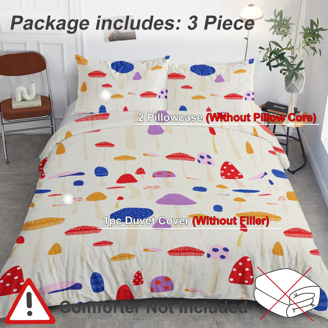 Mushroom print full duvet cover set, view 6