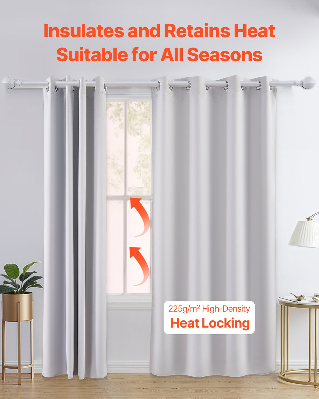 White thermal room darkening curtains, view 3