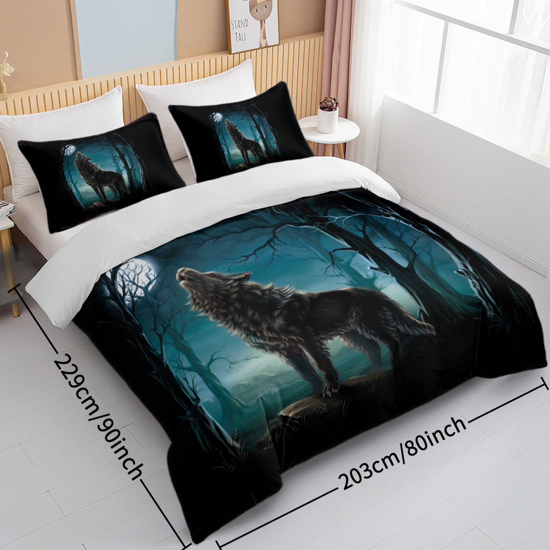 Watercolor wolf duvet cover set, photo 3