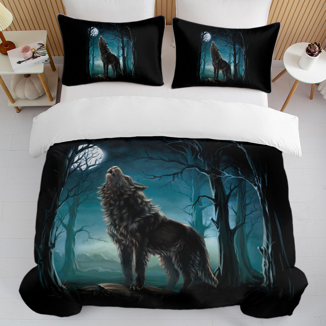 Watercolor wolf duvet cover set, photo 2