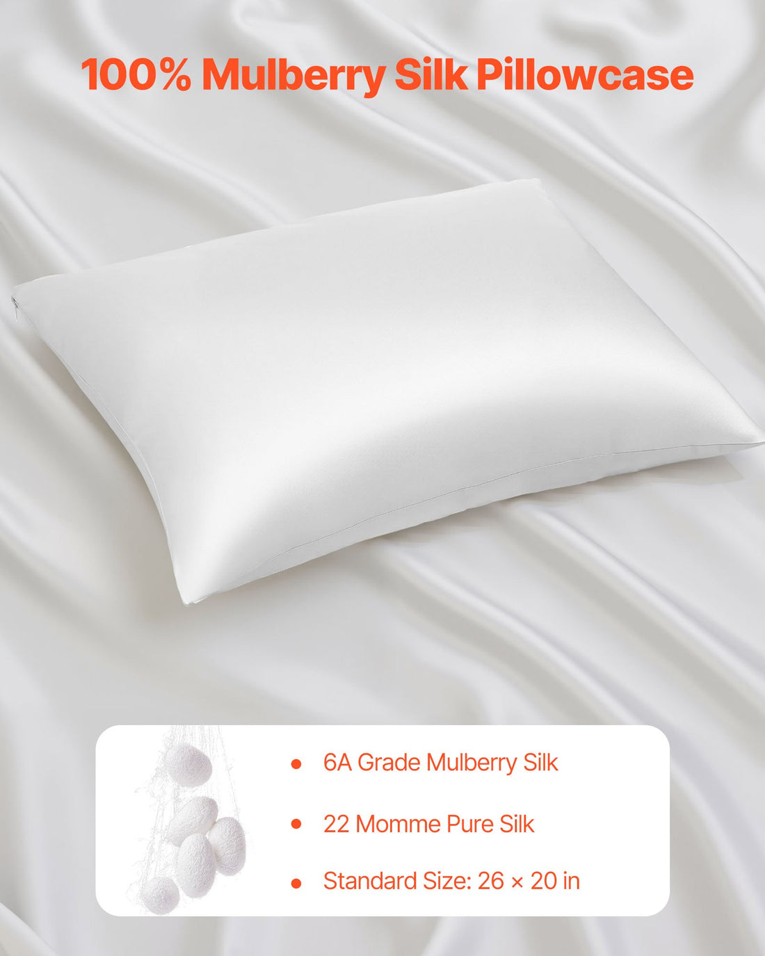 White mulberry silk pillowcase, photo 2