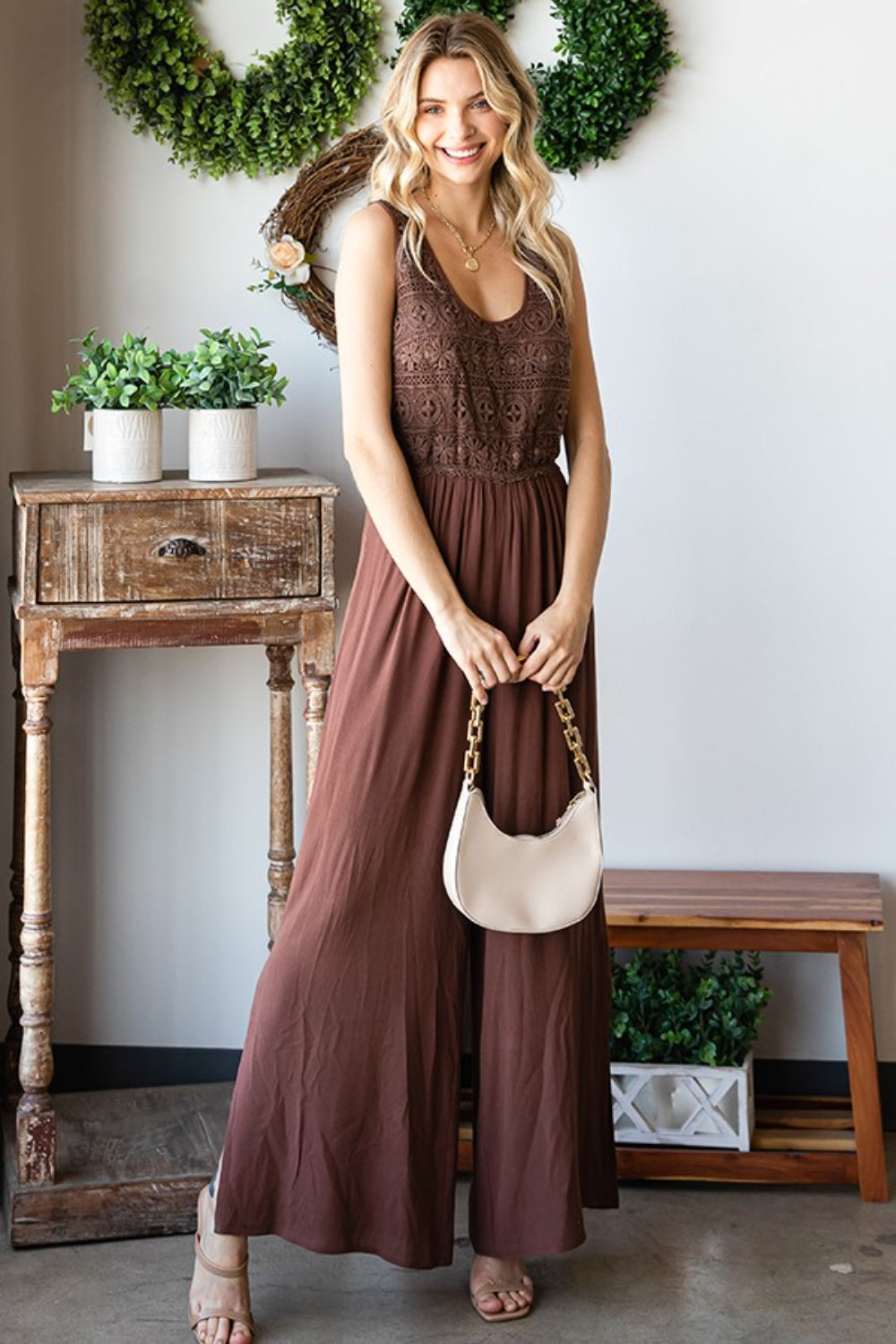 Tie Back Wide Leg Jumpsuit