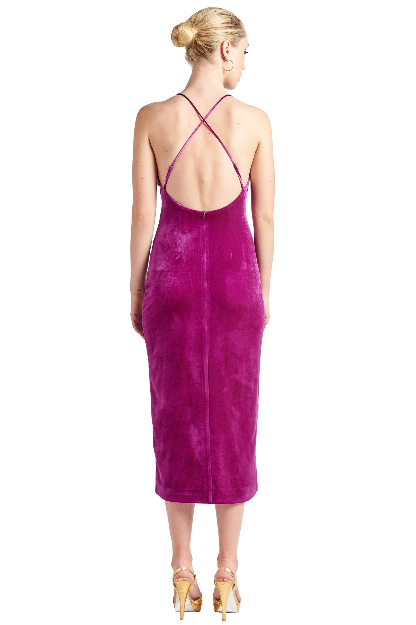 Elle Magenta Velvet Slip Dress