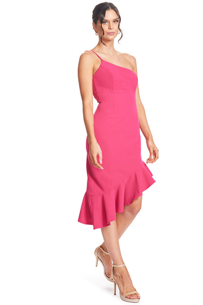 Rufflin' Round Fuchsia Midi Dress