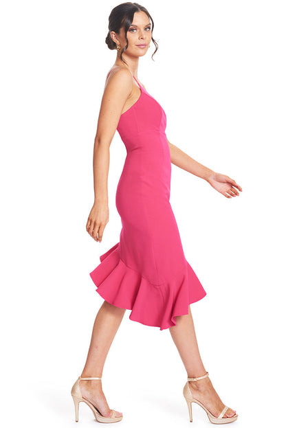 Rufflin' Round Fuchsia Midi Dress