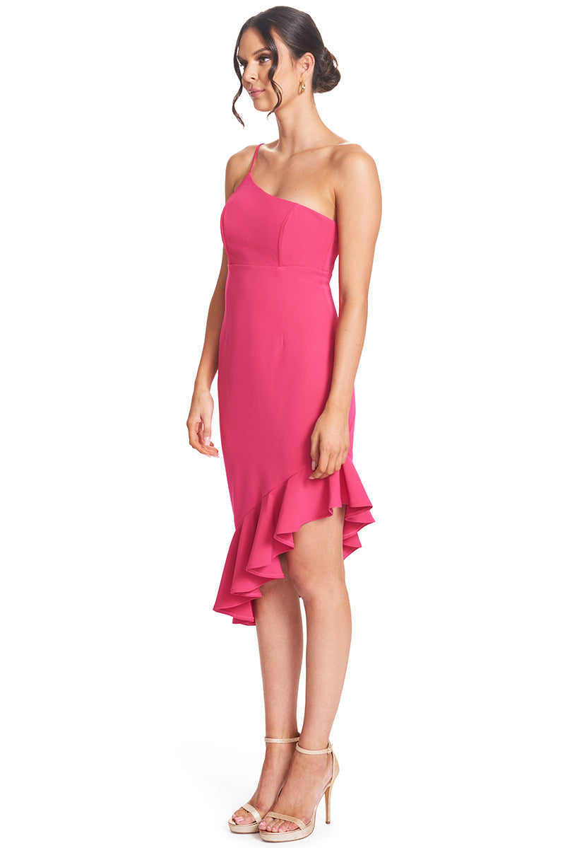 Rufflin' Round Fuchsia Midi Dress