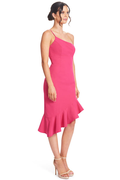 Rufflin' Round Fuchsia Midi Dress