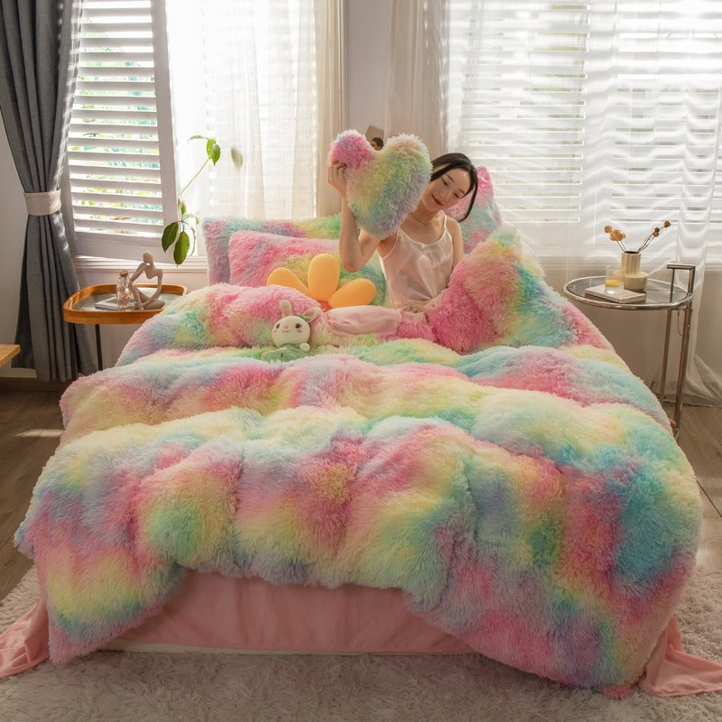 Fluffy faux fur duvet cover set - Ivy Quarter